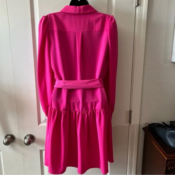 KARL LAGERFELD PARIS Belted Zip Up A Line Dress - Picture 3 of 8